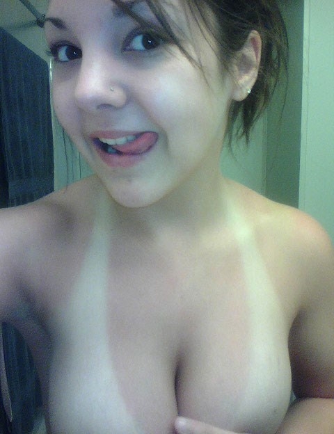 Cute busty amateur girl with tanlines selfshot; Amateur Babe Big Tits Teen College 