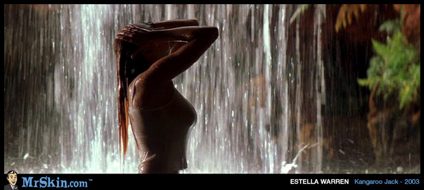 Estella Warren sexy wet-T waterfall; Celebrity Hot 