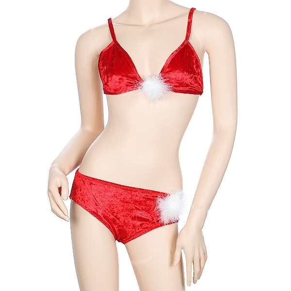 Cheap sale Set of 2 Tops + Pants Costume Dress Christmas Sexy Lingerie - Red + Black online; Toys 