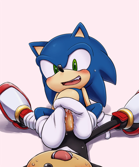 Sonic giving Shadow a socked footjob; Foot Hentai 